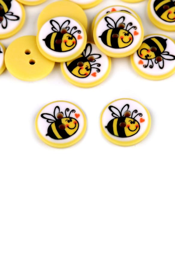 Bouton Abeille 15mm pour finition de créations crochet.
