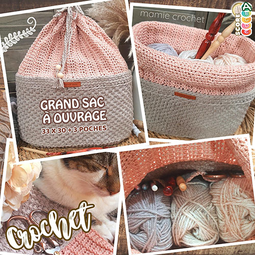 Kit Grand Sac Ouvrage complet pelotes crochet