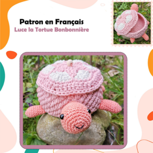 Tuto PDF - Luce Tortue Bonbonnière au crochet au repmier plan