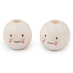 10 perles visages peints bois originales 16mm