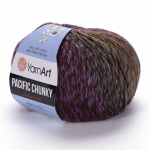 Vue frontale de la pelote Pacific Chunky prune chine colorée