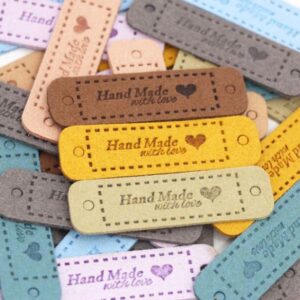 Étiquette HandMade with love simili cuir