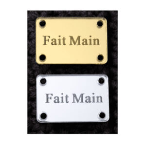 Etiquette effet miroir Fait Main N°1 Plexiglass or et argent