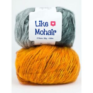 2 pelotes de Like Mohair gris et orange en image produit