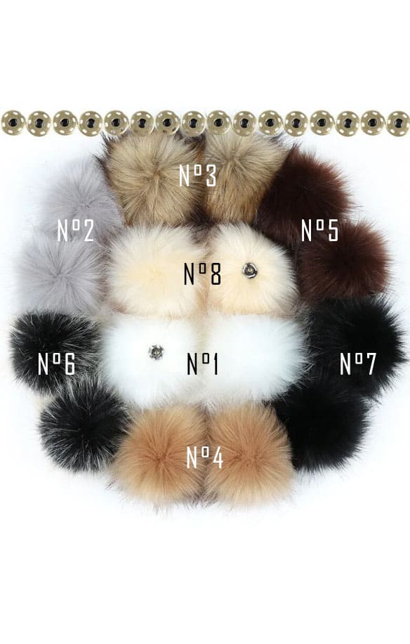 Pompon bouton pression fausse fourrure bonnet DIY