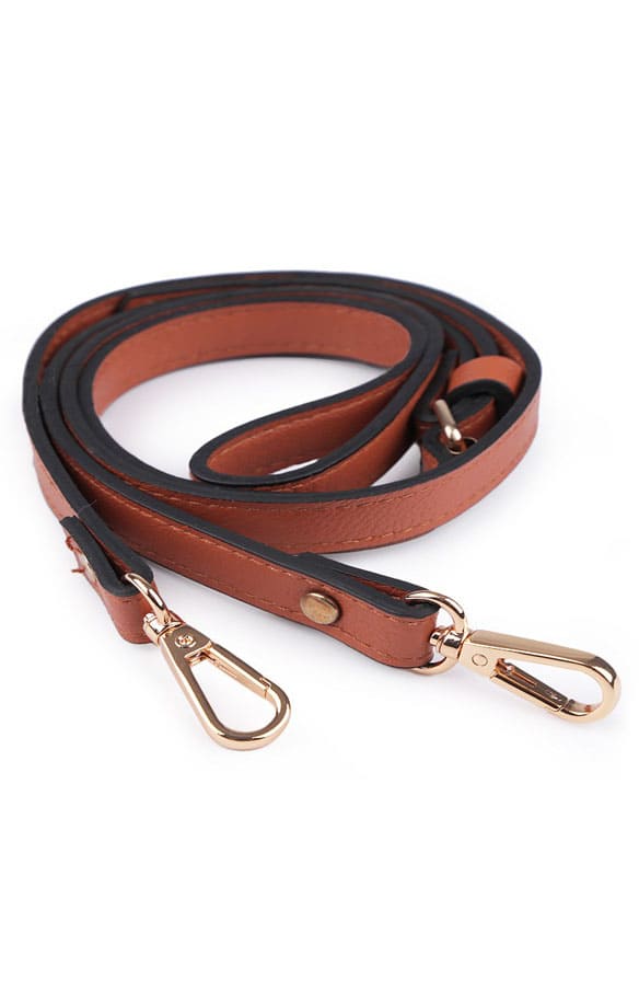 sangle bandoulière simili camel finition or