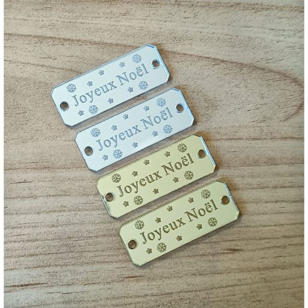 Etiquette effet miroir Joyeux Noël Plexiglass brillante