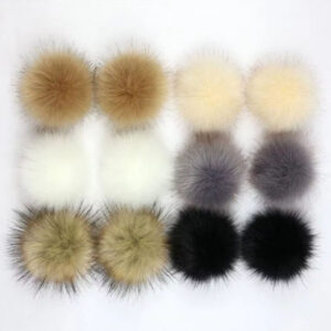 Lot 6 pompons élastiques fausse fourrure colorés