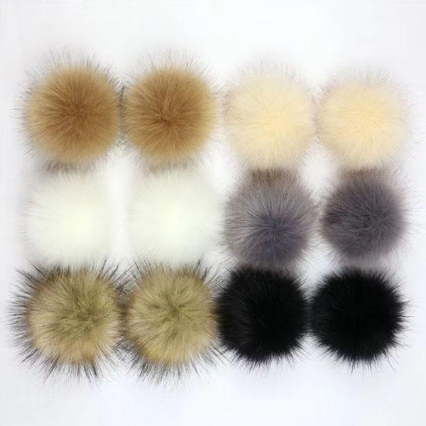 Lot 6 pompons élastiques fausse fourrure colorés