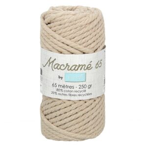 Vue pelote Macrame 65m 3mm écru coton recyclé
