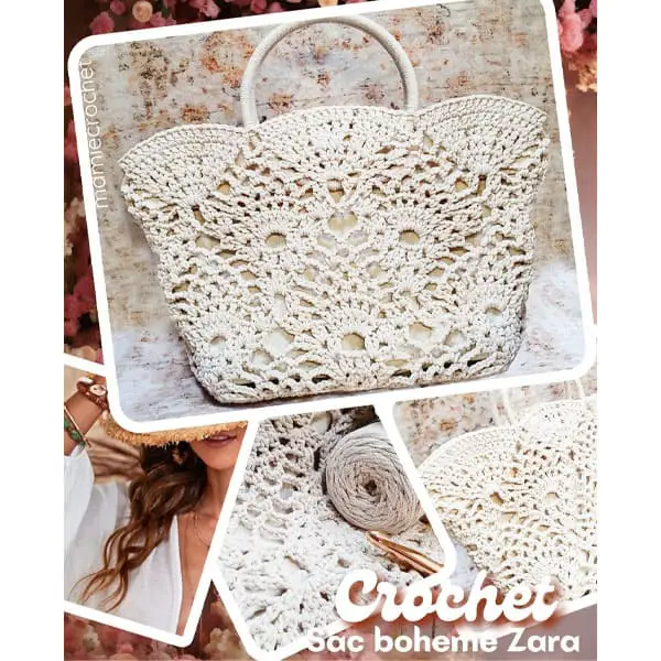 kit sac bohème zara au premier plan au crochet