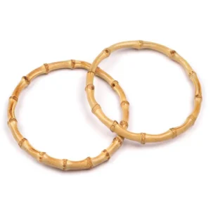 Paire Poignées Sac Bamboo n°10 en bambou naturel pour sacs au crochet, tricot, couture ou décoration DIY