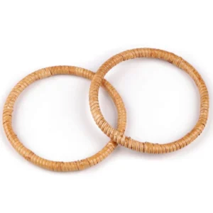 Paire Poignées Sac Rotin n°9 en rotin naturel pour sacs crochet, tricot, couture ou paniers faits main