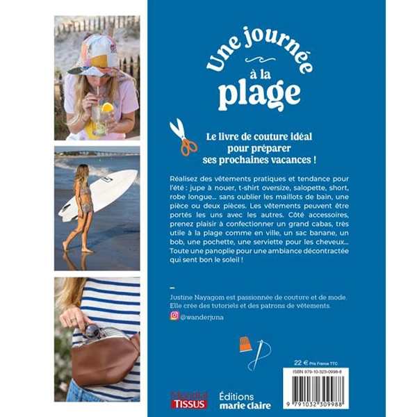 quatrième de couverture Livre 1 Journée à la plage couture été créatif